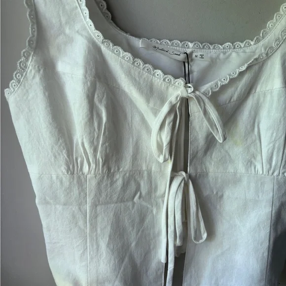 NWT Mustard Seed White Tie Front Tank | M - Picture 2 of 7